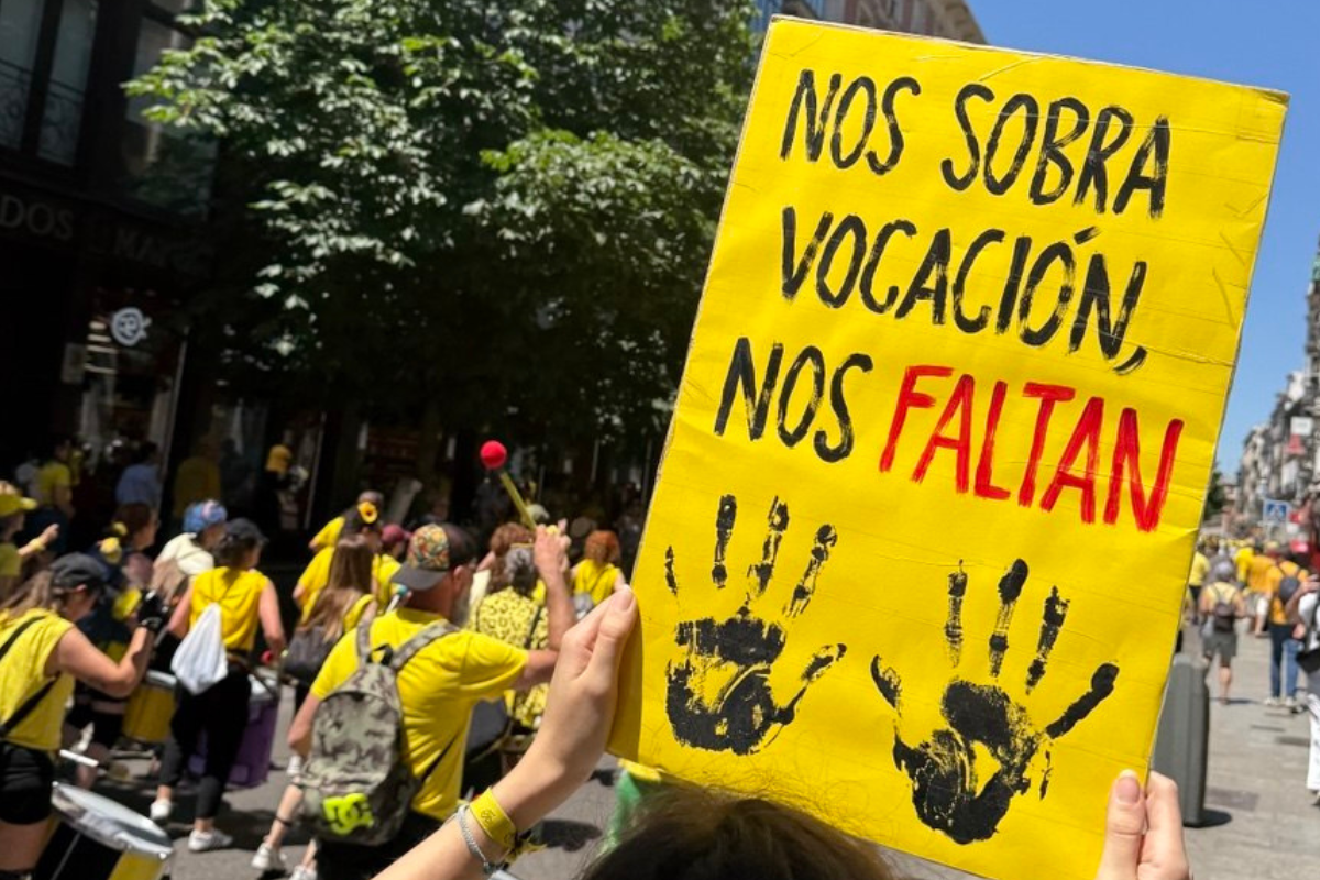 Pancarta de la huelga del 0-3 del pasado 7 de mayo en Madrid