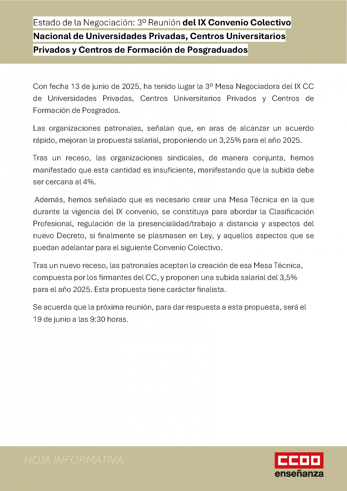 3 reunin del IX Convenio Colectivo Nacional de Universidades Privadas, Centros Universitarios Privados y Centros de Formacin de Posgraduados