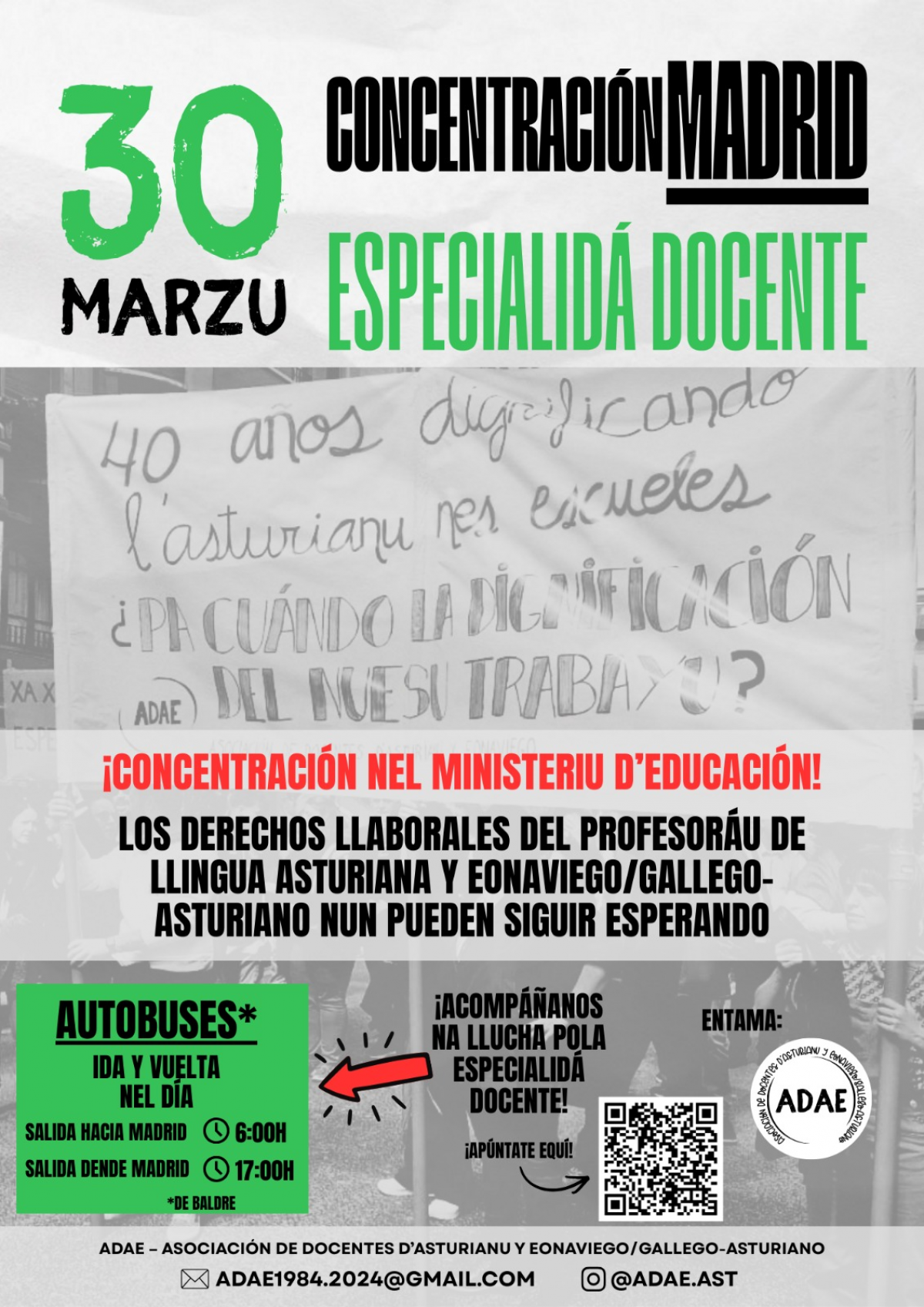 CCOO Enseñanza estará presente en la movilización el próximo 30 de marzo