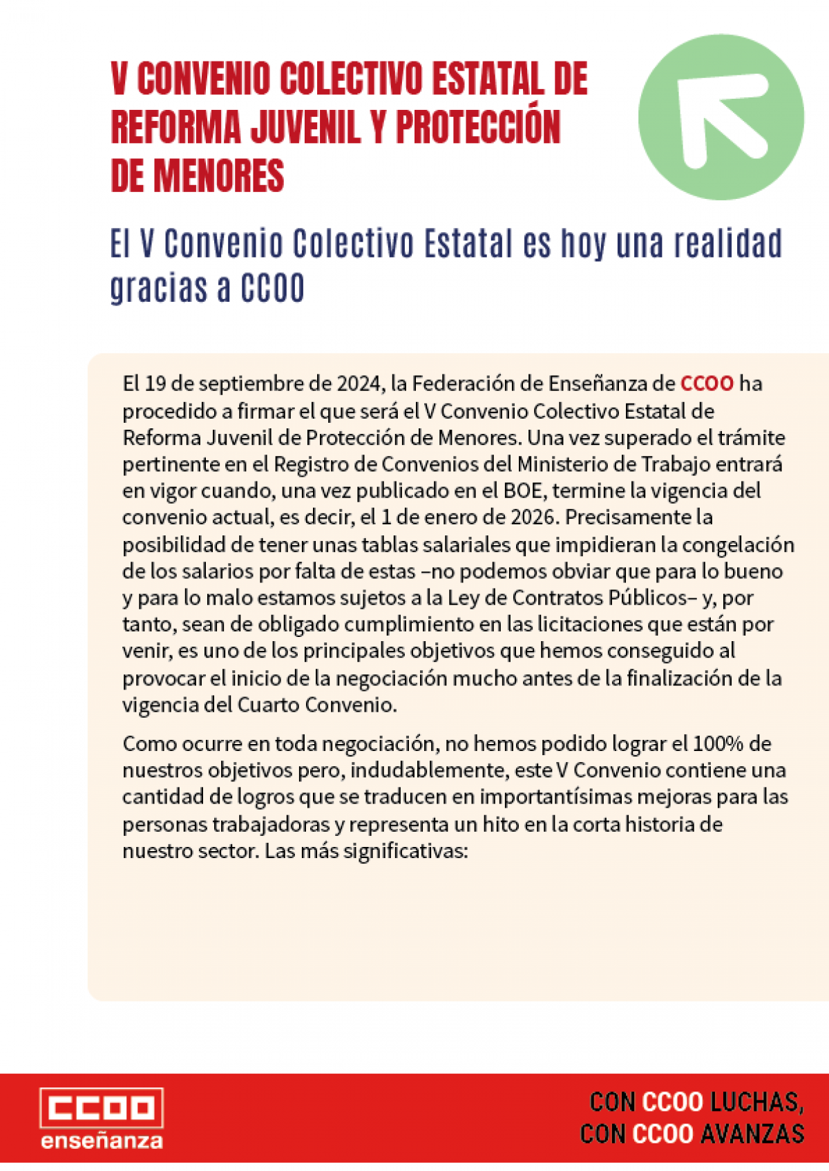 El V Convenio Colectivo Estatal es una realidad gracias a CCOO